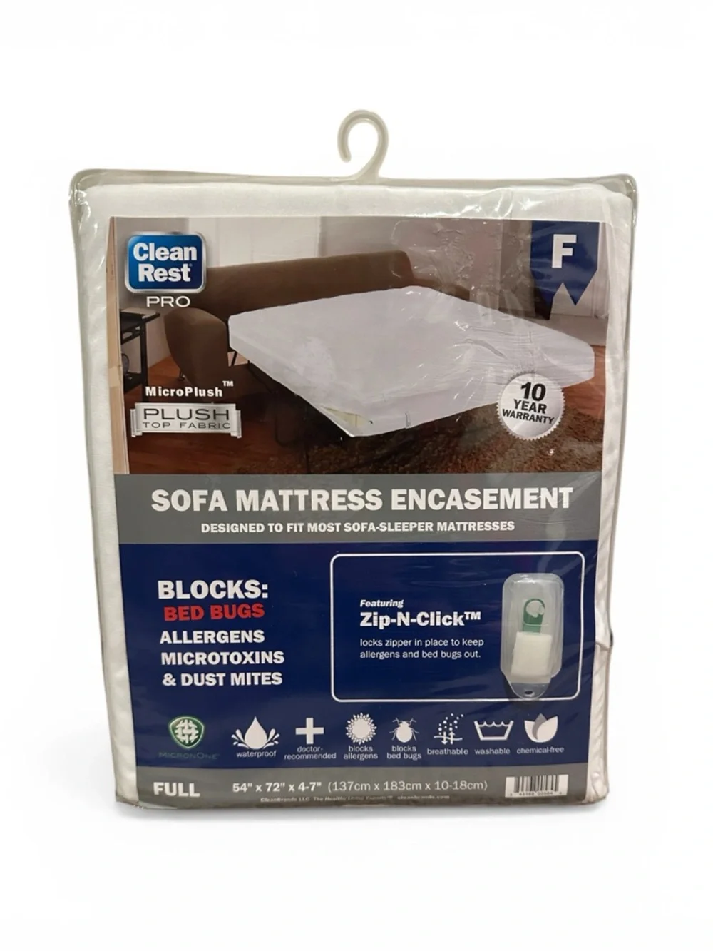 CleanRest Pro Full Sofa Mattress Encasement Bed Bug Allergen Proof White NEW